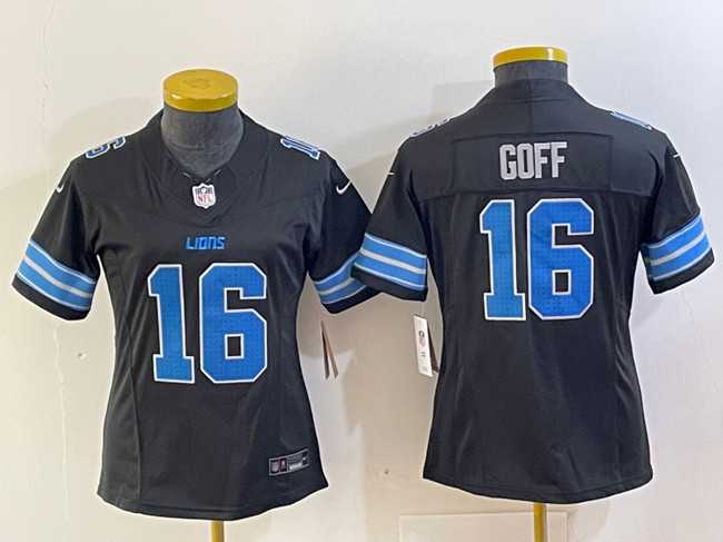 Womens Detroit Lions #16 Jared Goff Black 2024 F.U.S.E. 2nd Alternate Vapor Limited Stitched Jersey